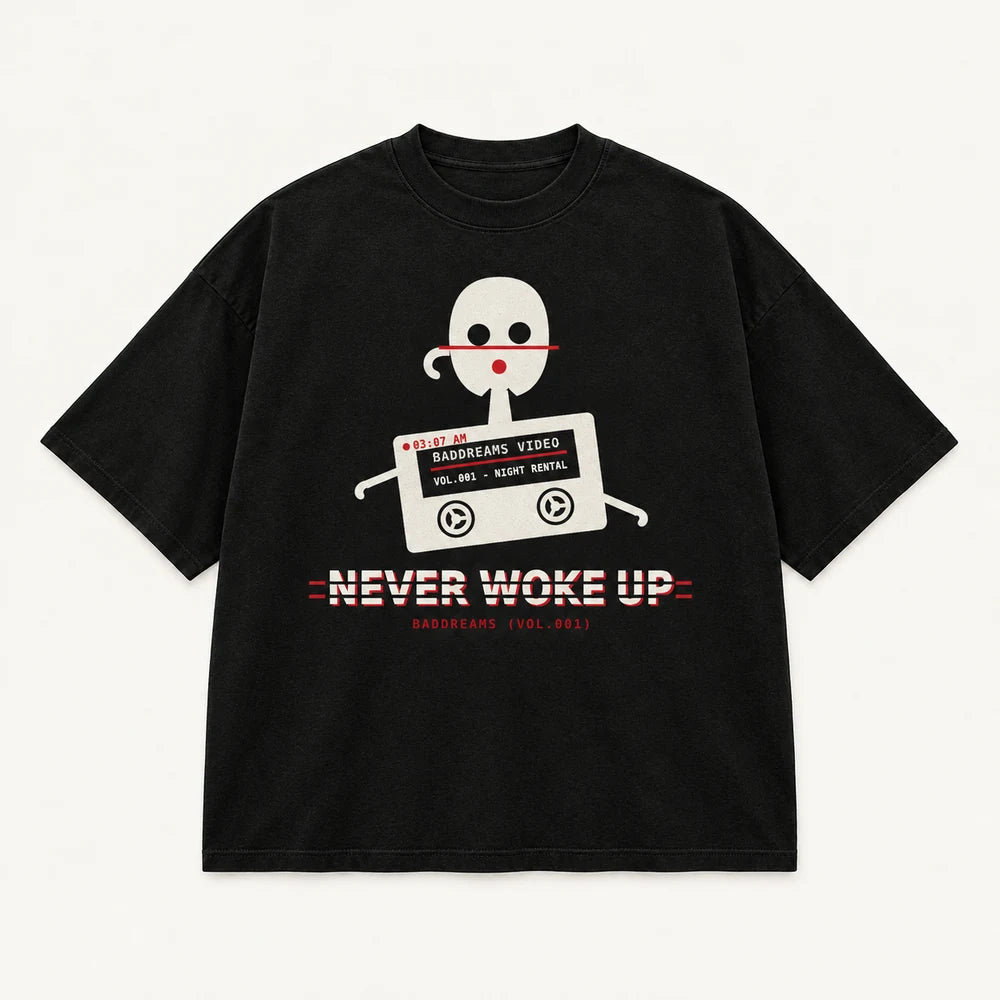 Never Woke Up black garment mockup